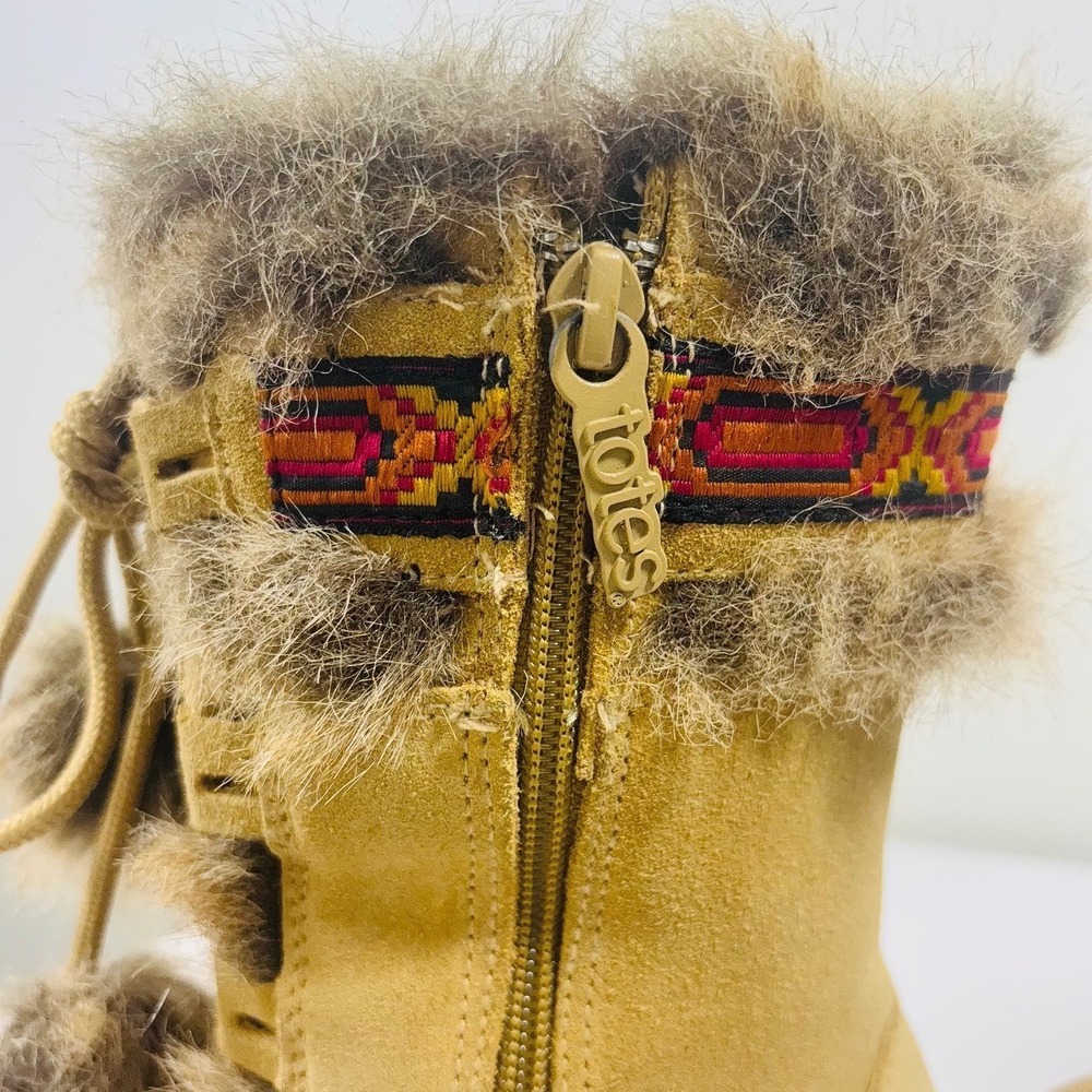 Totes‎ Leather Tanya Tan Faux Fur Lined Boots Women's Size 6 - Picture 7 of 10